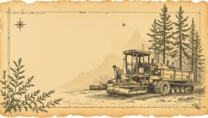 Feller buncher cutting pine tree with skidder waiting to haul logs