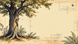 Large tree with visible structural defects including dead branches and trunk crack near house
