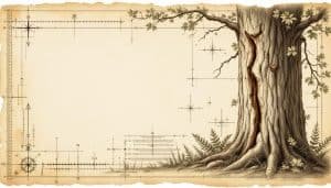 Oak tree with vertical bark splits from freeze damage, showing exposed cambium