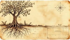 Tree roots spreading underground near house foundation