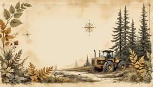 Selective timber harvest with marked residual trees and skidder working carefully around them