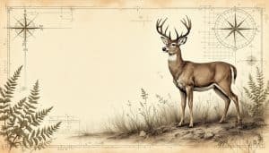 Whitetail deer in cleared habitat area with mechanical equipment in background