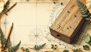 Close-up of wood board with screws driven near the end grain showing split prevention technique