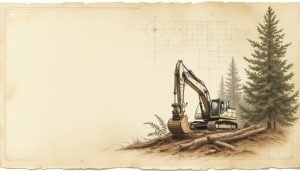 Tritucap cutting head mounted on excavator arm shearing cedar tree trunk