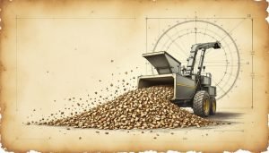 Wood chipper discharge chute producing uniform arborist chips into a pile on a job site