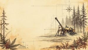 Feller-buncher harvesting pine trees in plantation setting