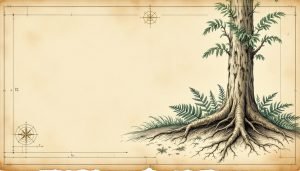 Tree trunk showing root flare with visible girdling root circling the base