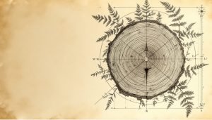 Cross-section of tree trunk showing girdling root compressing cambium layer
